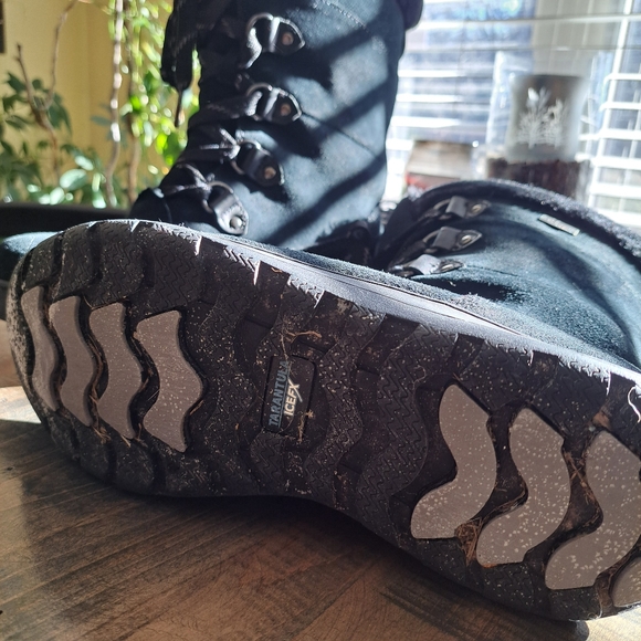 Womens Denver Hayes Black Suede Winter Boots Mid Calf Lace Up Style Size 9 - Picture 6 of 6